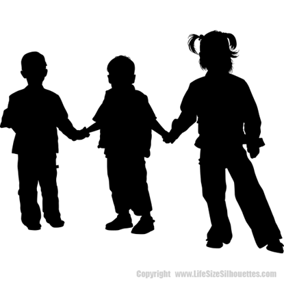 Picture of Children Holding Hands 58 (Children Silhouette Decals)