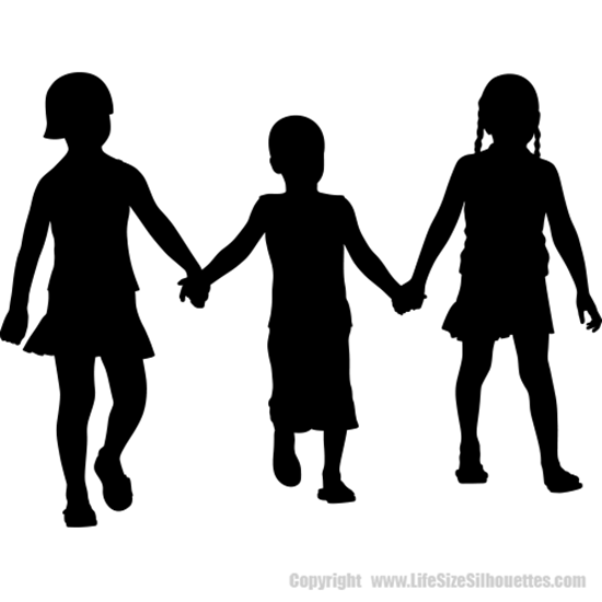 KIDS HOLDING HANDS SILHOUETTE DECAL (Children's Decor)